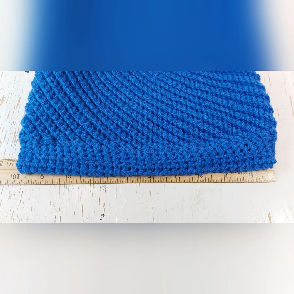 Pretty Cool Blue Adult Beanie Handmade Crochet Hat Winter Christmas Gift Warm - Picture 8 of 8